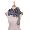 Szary i błękitne kwiaty - szalik, naszyjnik, szalik filcowy, zamotka